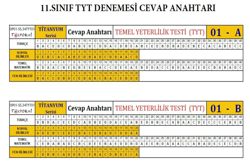 23.11.2024 DENEME SINAVLARI CEVAP ANAHTARLARI